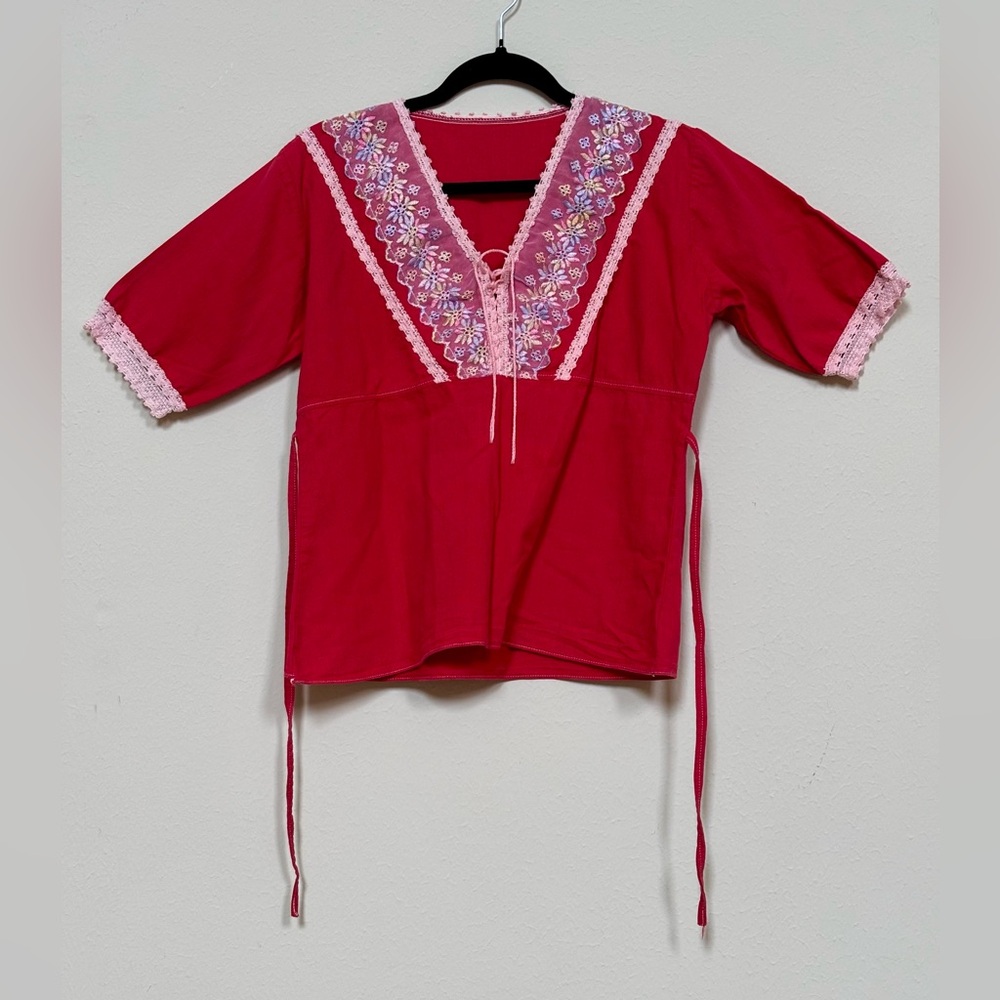 Handmade Red Embroidered Top